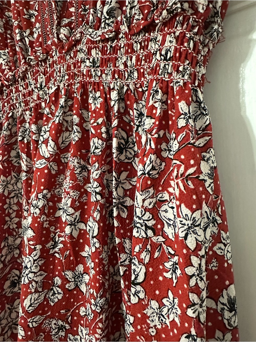 Max Studio Red Floral Maxi Dress with Smocked Waist - gorgeous! - Picture 8 of 8